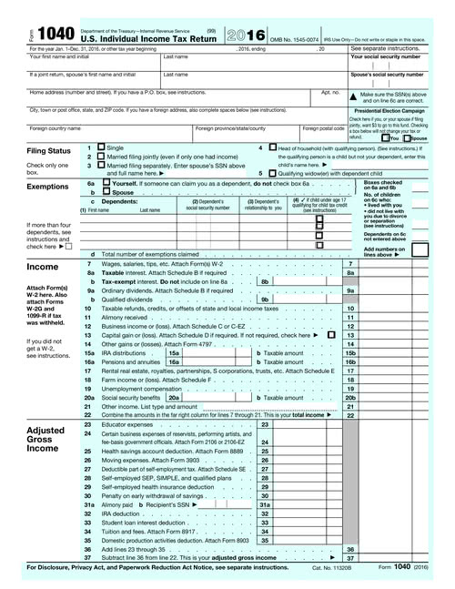 Free Irs 1040 Form Template Create And Fill Online Tax Forms