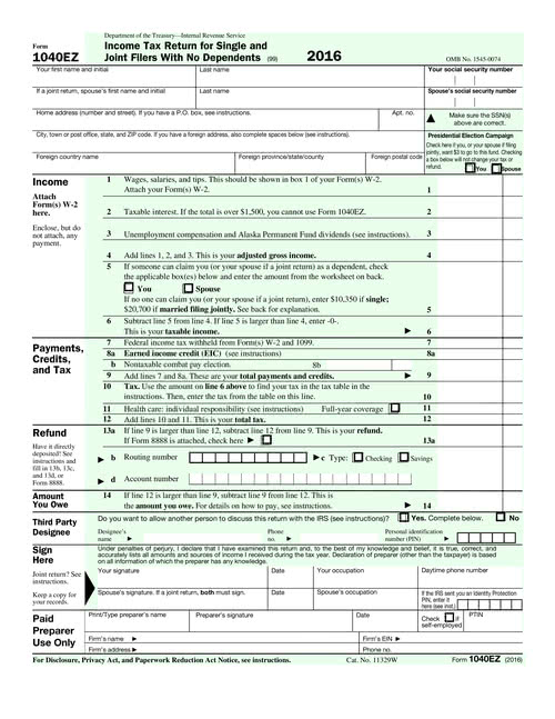 1040 ez tax form