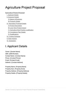 Agriculture Project Proposal Template