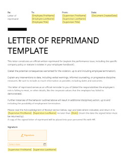 Letter of Reprimand Template