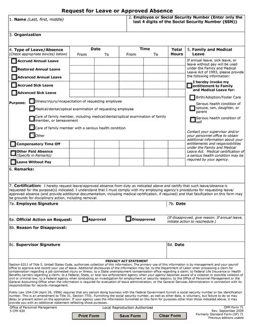 OPM 71 Form
