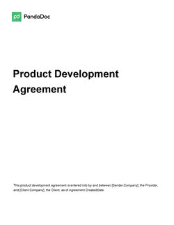 Product Development Agreement Template
