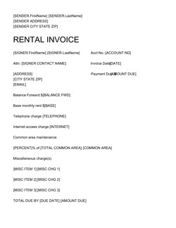 Rental Invoice Template
