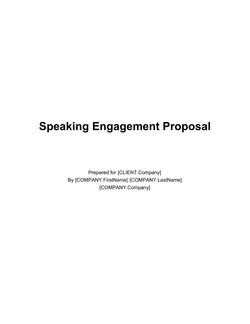 Speaking Engagement Proposal Template