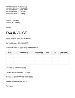 Tax Invoice Template