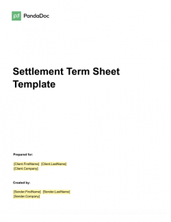 Settlement Term Sheet Template
