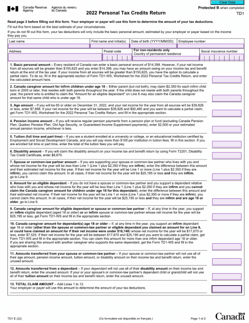 How to Fill Out a TD1 Form
