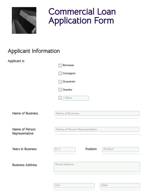Commercial Loan Application Form 