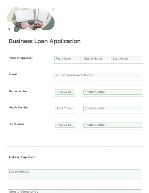 Free Business Loan Application Form Collect Data x2 Faster