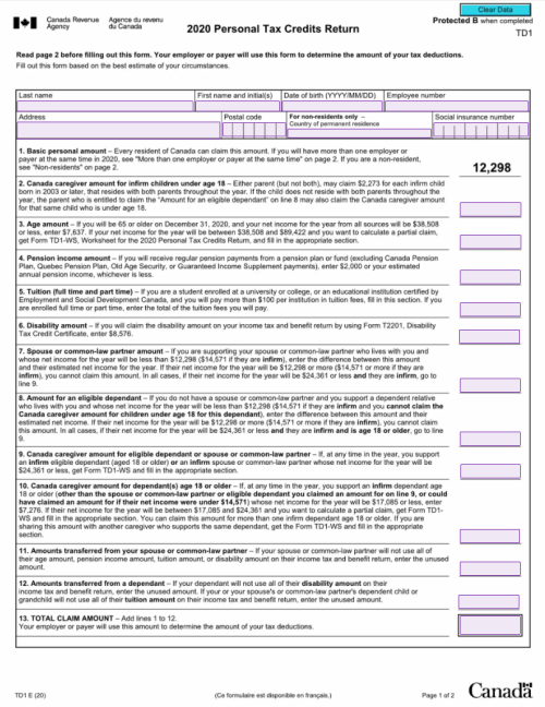 td1 tax form