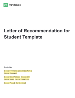 Letter of Recommendation for Student Template