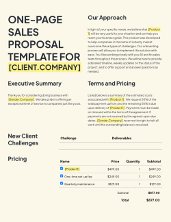 One-Page Sales Proposal Template