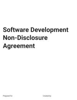 Software Development Non-Disclosure Agreement